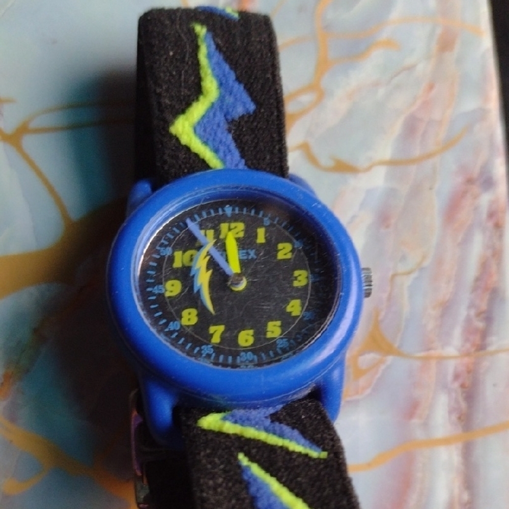 Timex Blue and Black Watch with Lightning Design